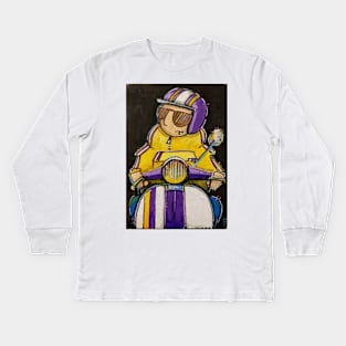 Retro Scooter, Classic Scooter, Scooterist, Scootering, Scooter Rider, Mod Art Kids Long Sleeve T-Shirt